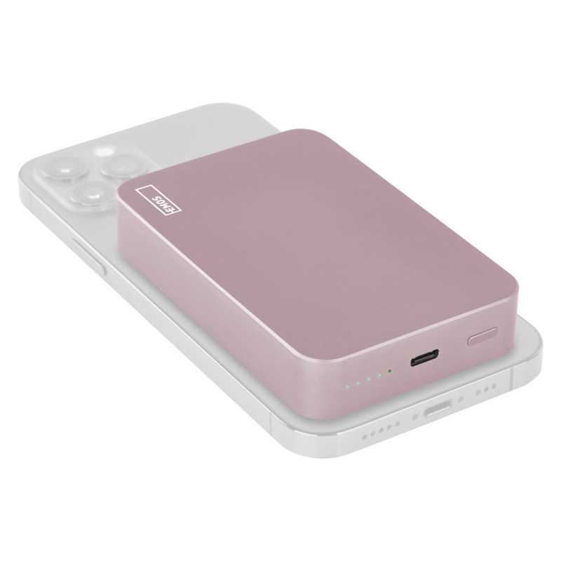 EMOS POWERBANKA WI1046, bezdrôtové nabíjanie 20W, 10.000mAh, LOSOSOVÁ, 1xUSB-C