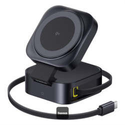 Baseus Magnetický bezdrôtový nabíjací stojan PicoGo Series 2v1 Qi2 67W čierny