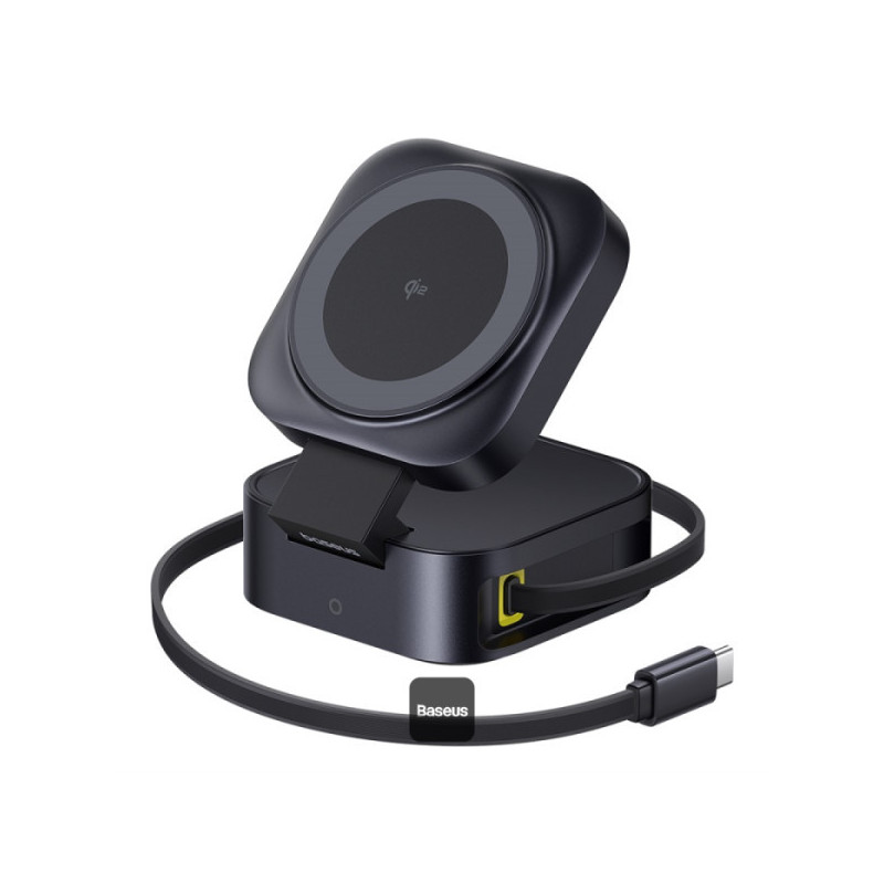 Baseus Magnetický bezdrôtový nabíjací stojan PicoGo Series 2v1 Qi2 67W čierny