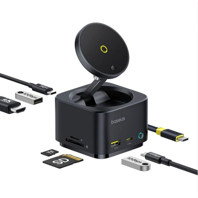 Baseus Nabíjacia stanica MagPro 7v1 s bezdrôtovým nabíjaním 15W cosmic black