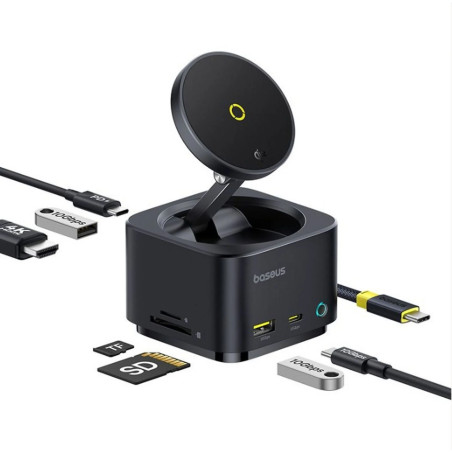 Baseus Nabíjacia stanica MagPro 7v1 s bezdrôtovým nabíjaním 15W cosmic black