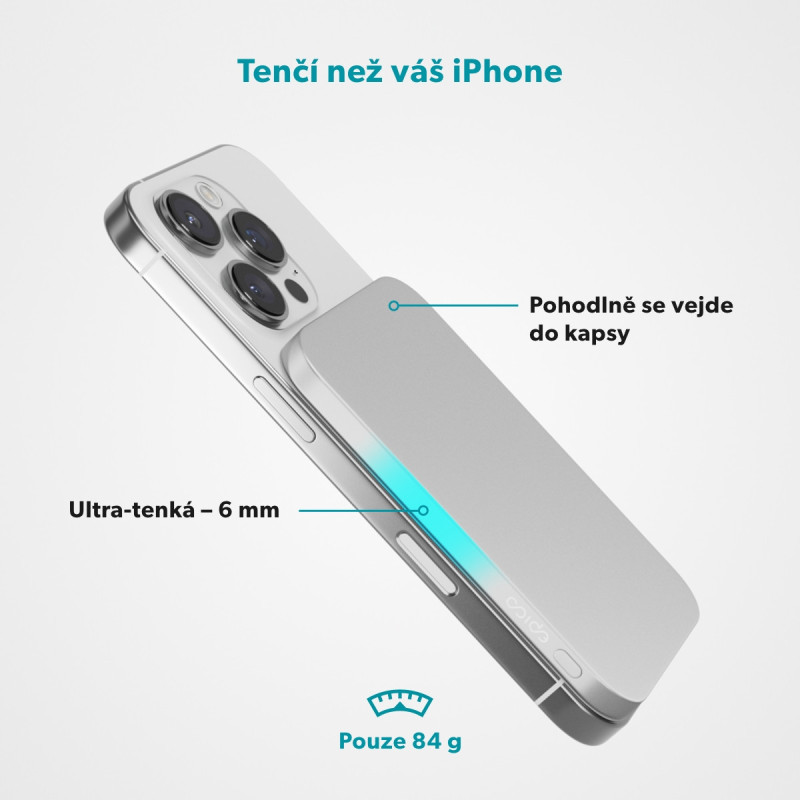 Epico 3000mAh Alu Mag+ PowerBanka EM31 - strieborná