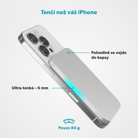Epico 3000mAh Alu Mag+ PowerBanka EM31 - strieborná