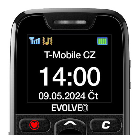 EVOLVEO EasyPhone, mobilný telefón pre seniorov s nabíjacím stojanom, čierna