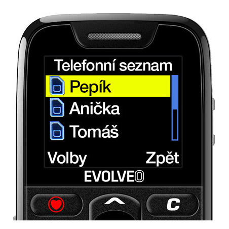 EVOLVEO EasyPhone, mobilný telefón pre seniorov s nabíjacím stojanom, čierna