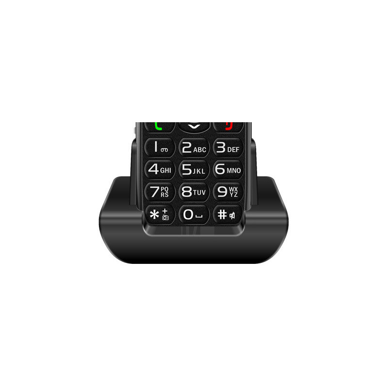 EVOLVEO EasyPhone, mobilný telefón pre seniorov s nabíjacím stojanom, čierna