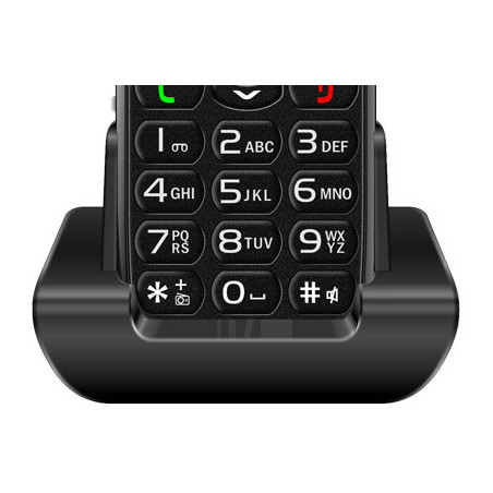 EVOLVEO EasyPhone, mobilný telefón pre seniorov s nabíjacím stojanom, čierna