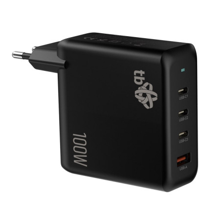 TB 3x USB-C + 1x USB-A nabíjačka, GaN, 100W, čierna