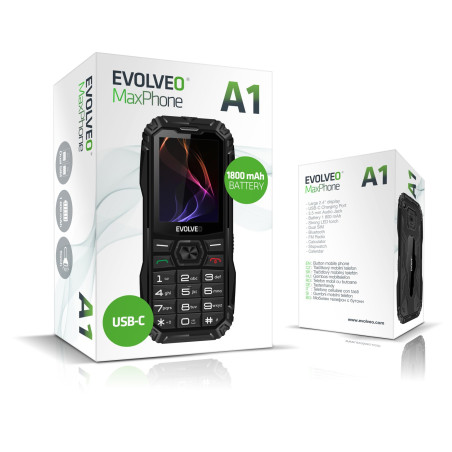 EVOLVEO MaxPhone A1, tlačidlový Dual SIM telefón, čierny