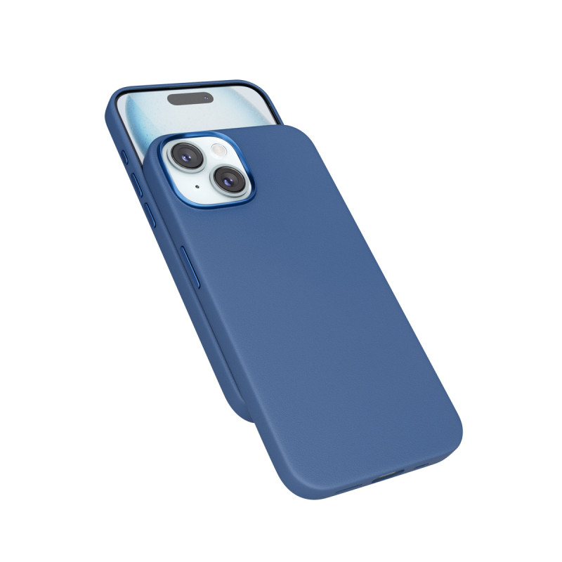 Epico Mag+ kožený kryt iPhone 15 Plus - modrá
