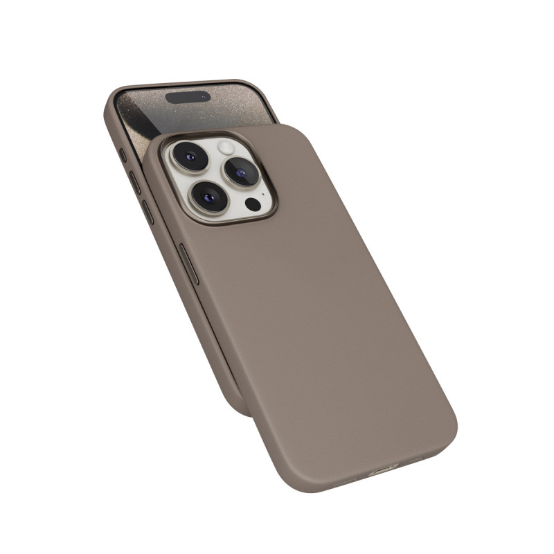 Epico Mag+ kožený kryt iPhone 15 Pro Max - piesková