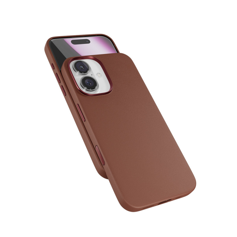 Epico Mag+ kožený kryt iPhone 16 Plus - hnedá
