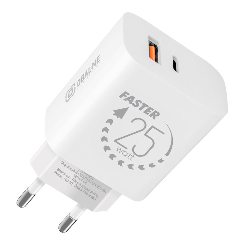 OBAL:ME Cestovná Nabíjačka USB-A + USB-C 25W White