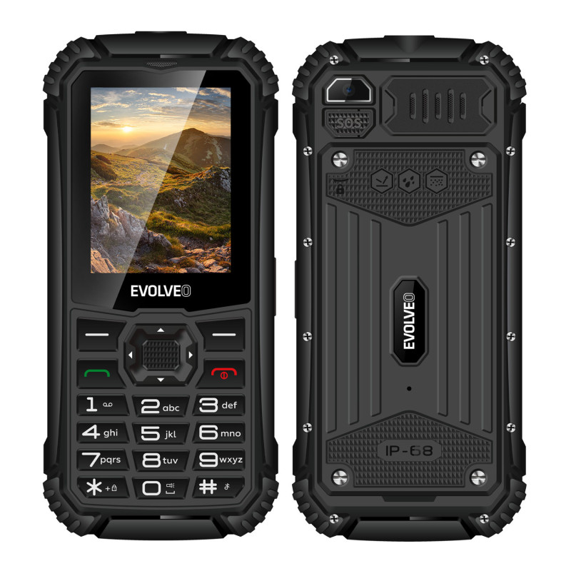 EVOLVEO StrongPhone Q1, vodotesný odolný Dual SIM telefón, čierny