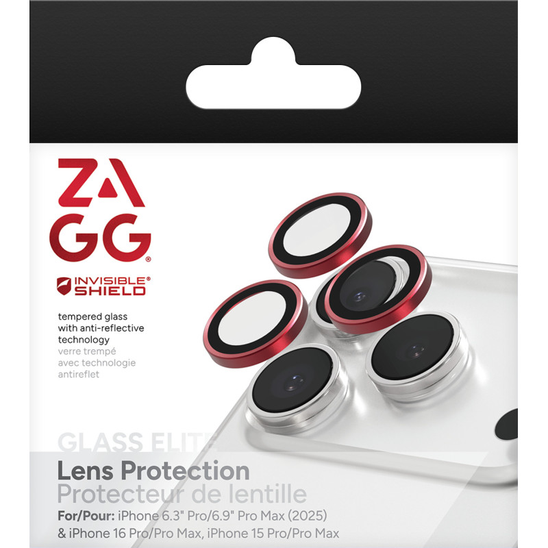 ZAGG Ochranná šošovka Premium pre Apple iPhone 17 Pro/Pro Max 16 Pro/Pro Max/15 Pro/Pro Max - červená