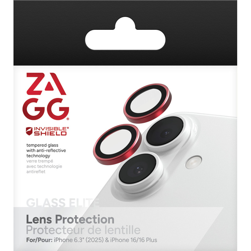 ZAGG Ochranná šošovka Premium pre Apple iPhone 17/16/16+ - červená