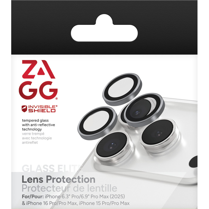 ZAGG Ochranná šošovka Premium pre Apple 17 Pro/Pro Max/16 Pro/Pro Max/15 Pro/Pro Max - strieborná