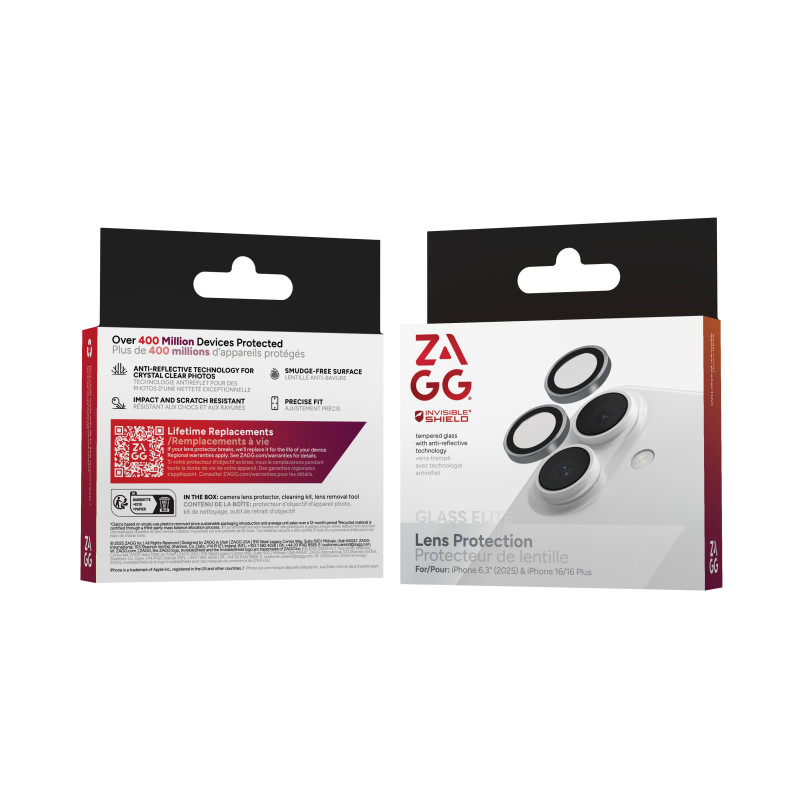 ZAGG Ochranná šošovka Premium pre Apple iPhone Byrce/16/16+ - strieborná