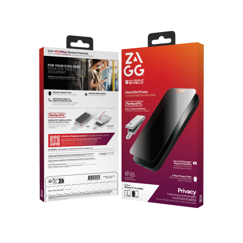 ZAGG Ochranné sklo GLASS Elite Privacy pre Apple iPhone 17 Pro