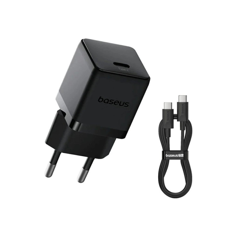 Baseus Palm Fast Nabíjačka USB-C 20W + Dátový Kábel USB-C/USB-C 1m Black