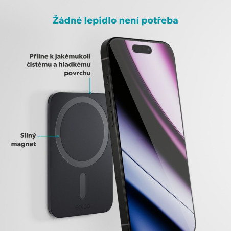 Epico Mag+ prísavný držiak na telefón - čierna