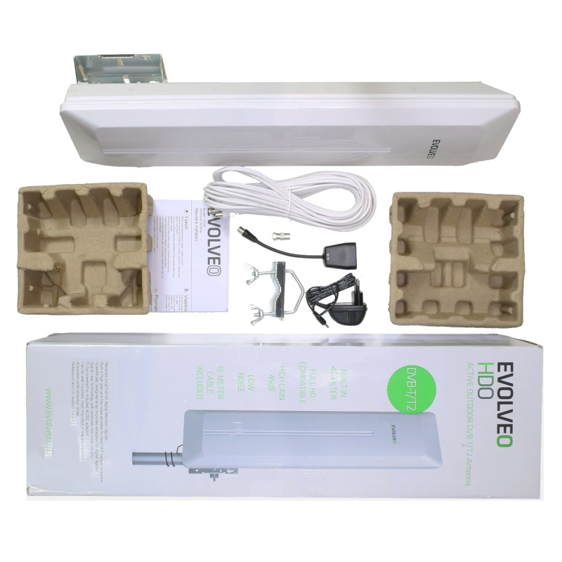 EVOLVEO HDO, aktívna vonkajšia DVB-T2 anténa, filter LTE,4G,5G