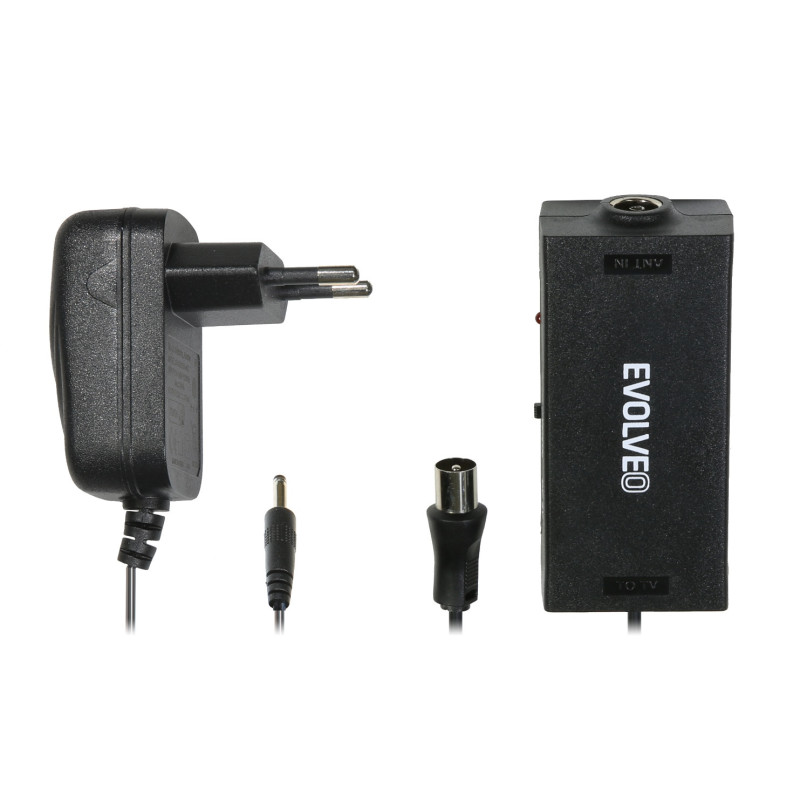 EVOLVEO Amp 1, anténny zosilňovač FM/DAB+/DVB-T2, filter LTE,4G,5G