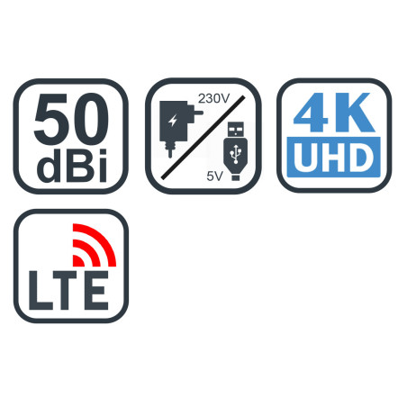 EVOLVEO Xany 4, 230/12V, aktívna izbová anténa FM/DAB+/DVB-T2, filter LTE,4G,5G