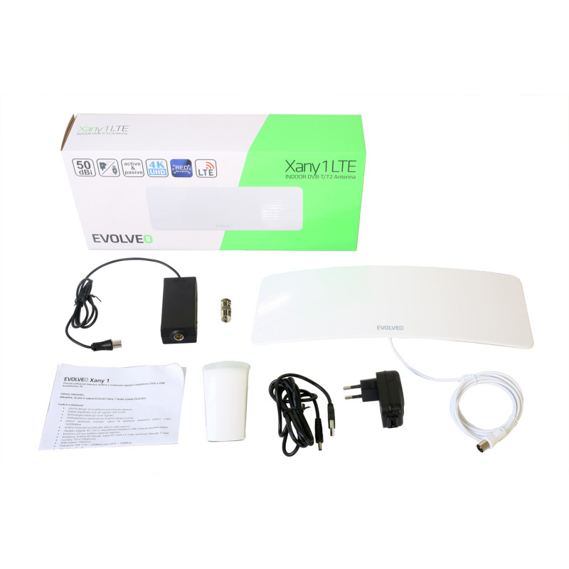 EVOLVEO Xany 1, 230/5V, aktívna izbová anténa DAB+/DVB-T2, filter LTE,4G,5G