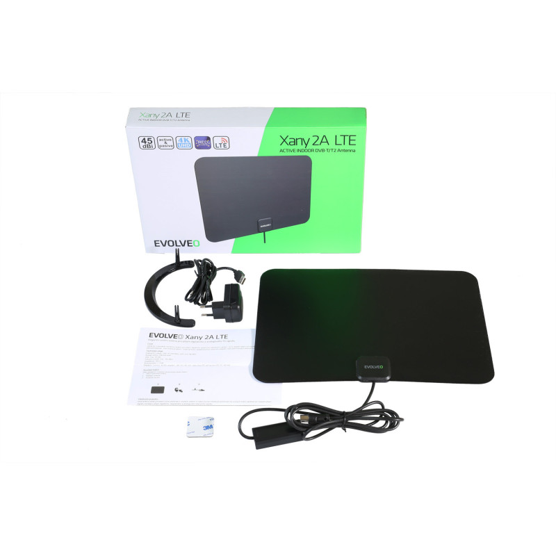 EVOLVEO Xany 2A, 230/5V, aktívna izbová anténa FM/DAB+/DVB-T2, filter LTE,4G,5G