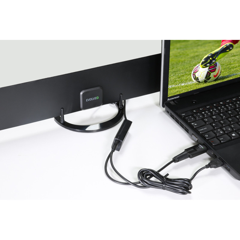 EVOLVEO Xany 2B, 230/5V, aktívna izbová anténa FM/DAB+/DVB-T2, filter LTE,4G,5G