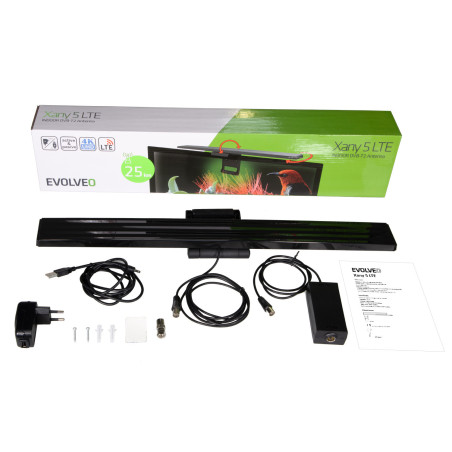 EVOLVEO Xany 5 LTE, 230/5V, aktívna izbová anténa DAB+/DVB-T2, filter LTE