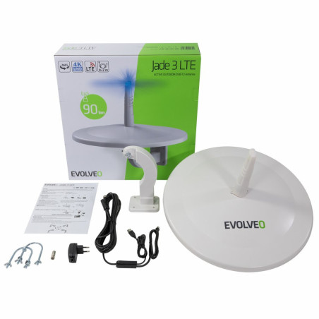 EVOLVEO Jade 3, aktívna vonkajšia anténa FM/DAB+/DVB-T2, filter LTE,4G,5G