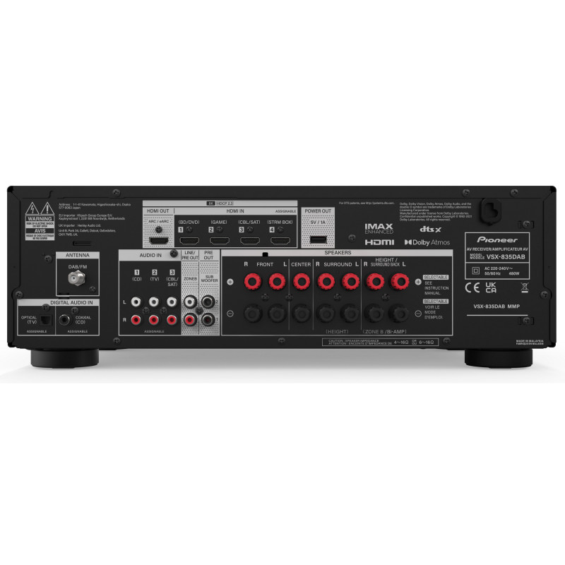 Pioneer VSX-835D-B AV prijímač 7.2, 7x135W, Dolby Atmos, DTS-X čierny