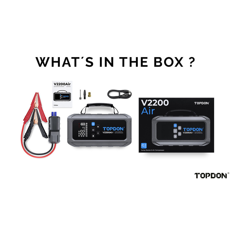 TOPDON Car Jump Starter JumpSurge V2200air/12000mAh/max výstupný prúd 2200A/4-150PSI