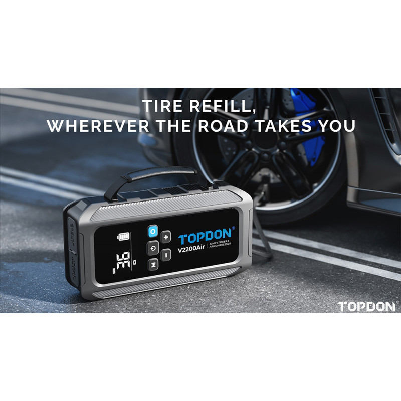 TOPDON Car Jump Starter JumpSurge V2200air/12000mAh/max výstupný prúd 2200A/4-150PSI