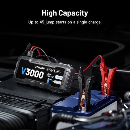 TOPDON Car Jump Starter V3000/3000A/12V vozidla/24000mAh/9l benzín/7l diesel/ LED svetlo |