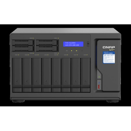 QNAP TVS-h1288X-W1250-16G (Xeon 3,3GHz, ZFS, 16GB ECC RAM, 8x 3,5" + 4x 2,5", 2x M.2 NVMe, 4x 2,5GbE)