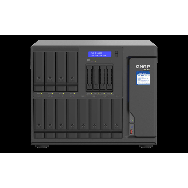 QNAP TVS-h1688X-W1250-32G (Xeon 3,3GHz, ZFS, 32GB ECC RAM, 12x 3,5" + 4x 2,5", 2x M.2 NVMe, 4x2,5GbE)
