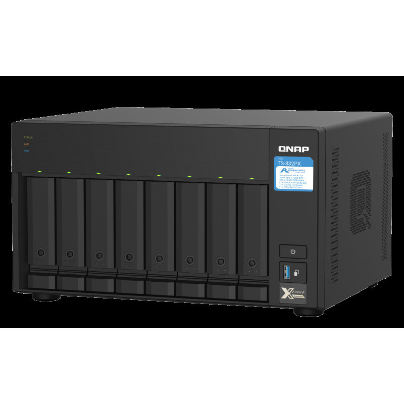 QNAP TS-832PX-4G (1,7GHz, 4GB RAM, 8x SATA, 2x 2,5GbE, 2x 10G SFP+, 1x PCIe slot, 3x USB 3.2)
