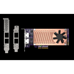 QNAP QM2 series, 2 x PCIe 2280 M.2 SSD slots, PCIe Gen3 x 4, 2 x Intel I225LM 2.5GbE NBASE-T port