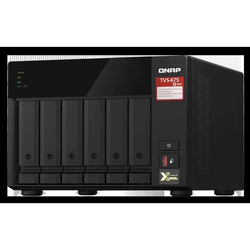 QNAP TVS-675-8G (8core 2,5 GHz / 8GB RAM / 6xSATA / 2xM.2 NVMe slot / 2xPCIe / 2x2,5GbE / 1x HDMI 4K)