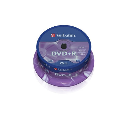 VERBATIM DVD+R(25-Pack)Spindl/MattSlvr/16x/4.7GB