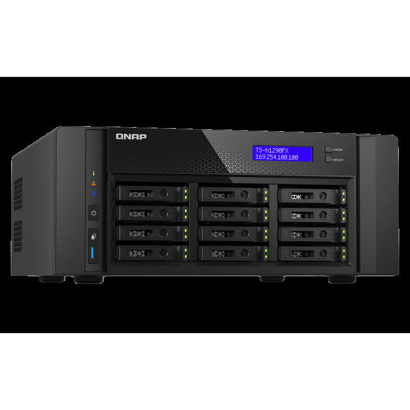 QNAP TS-h1290FX-7302P-128G (AMD EPYC, 128GB ECC RAM, 12x 2,5" U.2, 2x M.2 NVMe, 2x 2,5GbE, 2x 25GbE)