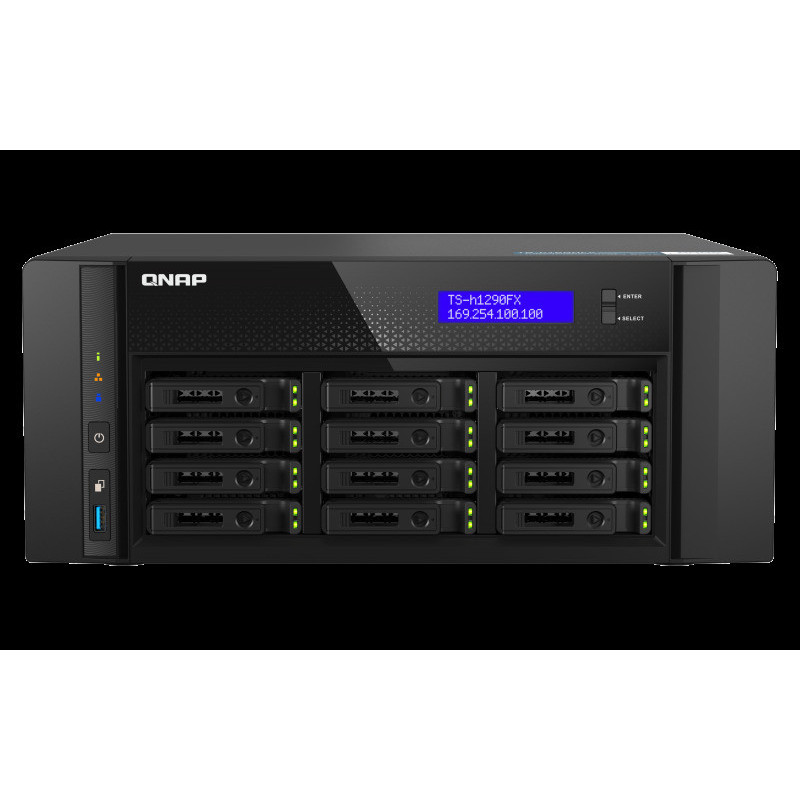QNAP TS-h1290FX-7232P-64G (AMD EPYC, 64GB ECC RAM, 12x 2,5" U.2, 2x M.2 NVMe, 2x 2,5GbE, 2x 25GbE)