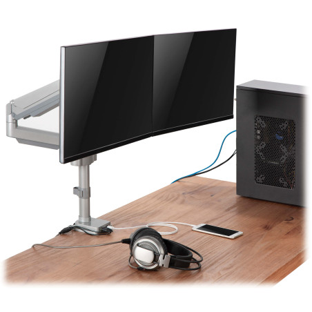 Držiak pre montáž monitora na stôl, pre 2x 13-34, Flex Arm, USB, Audio konektory