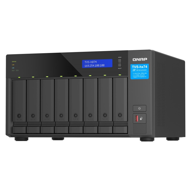 QNAP TVS-h874-i5-32G (6core 4,4GHz, ZFS, 32GB RAM, 8x SATA, 2x M.2 NVMe, 2x PCIe, 2x 2,5GbE, HDMI)
