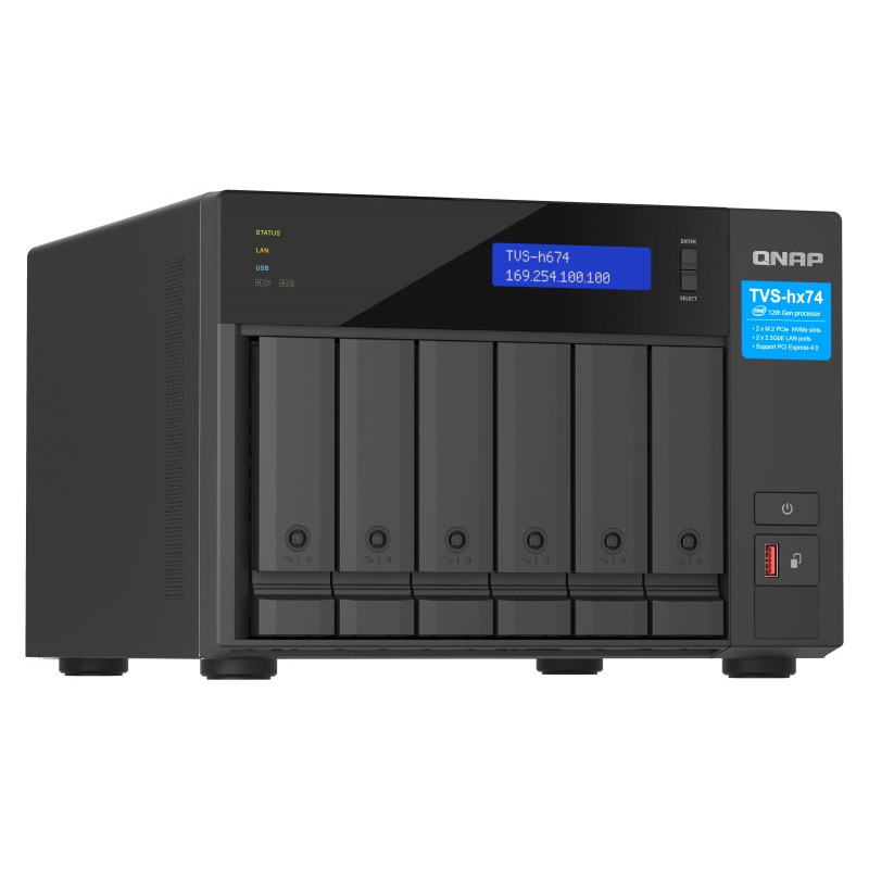 QNAP TVS-h674-i5-32G (6core 4,4GHz, ZFS, 32GB RAM, 6x SATA, 2x M.2 NVMe, 2x PCIe, 2x 2,5GbE, HDMI)