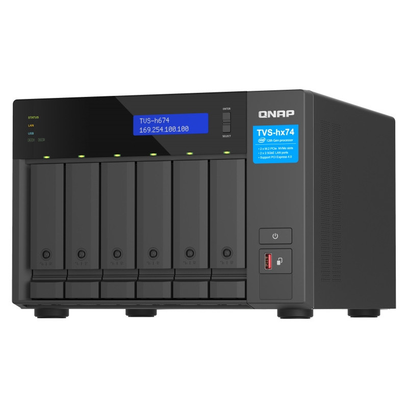 QNAP TVS-h674-i5-32G (6core 4,4GHz, ZFS, 32GB RAM, 6x SATA, 2x M.2 NVMe, 2x PCIe, 2x 2,5GbE, HDMI)