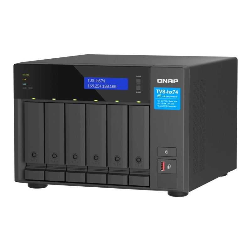 QNAP TVS-h674-i5-32G (6core 4,4GHz, ZFS, 32GB RAM, 6x SATA, 2x M.2 NVMe, 2x PCIe, 2x 2,5GbE, HDMI)